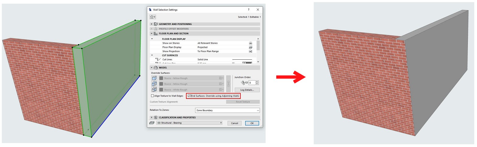 Tường trong Archicad - Hướng dẫn chi tiết từ cơ bản tới nâng cao 22 End surfaces 2