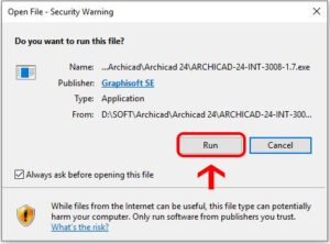 cai dat archicad 01 run