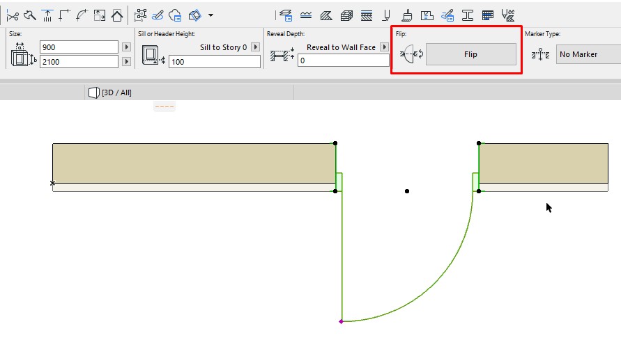 Bài 10 – Công cụ Door/Window trong Archicad 8 Door toolflip