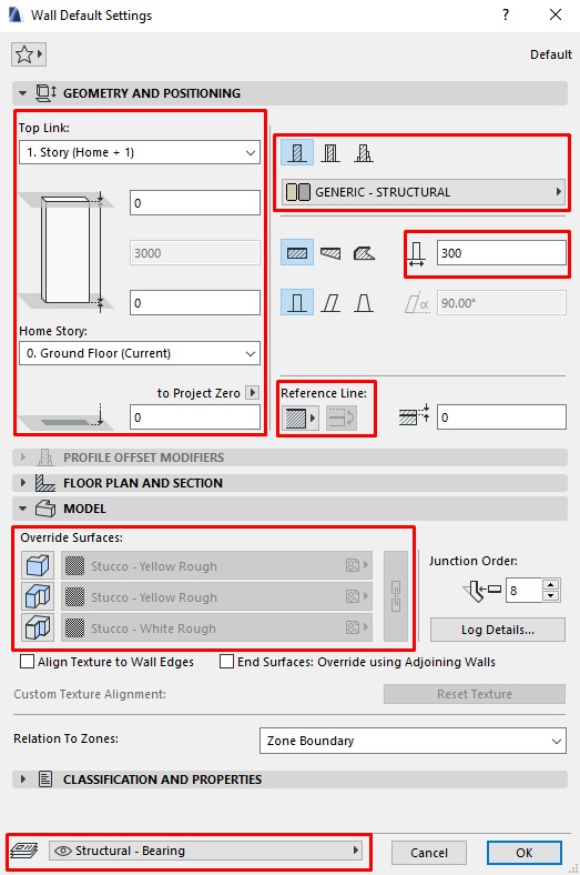 wall tool settings